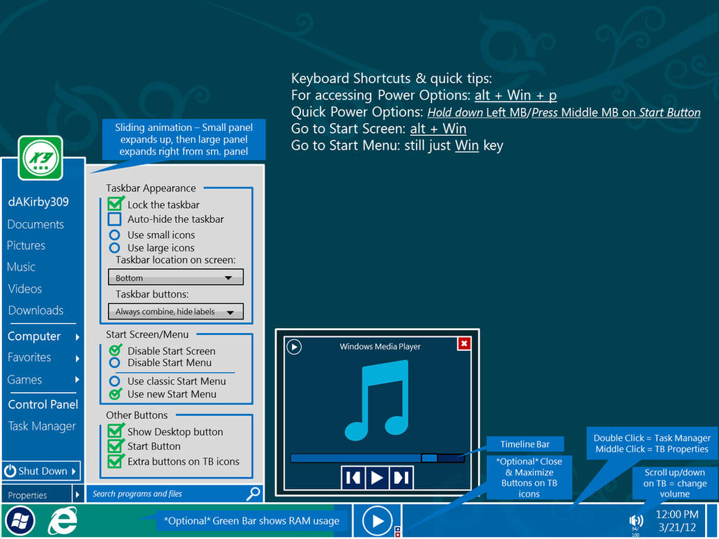 My Windows Taskbar Concept 1.0 by dAKirby309 on DeviantArt