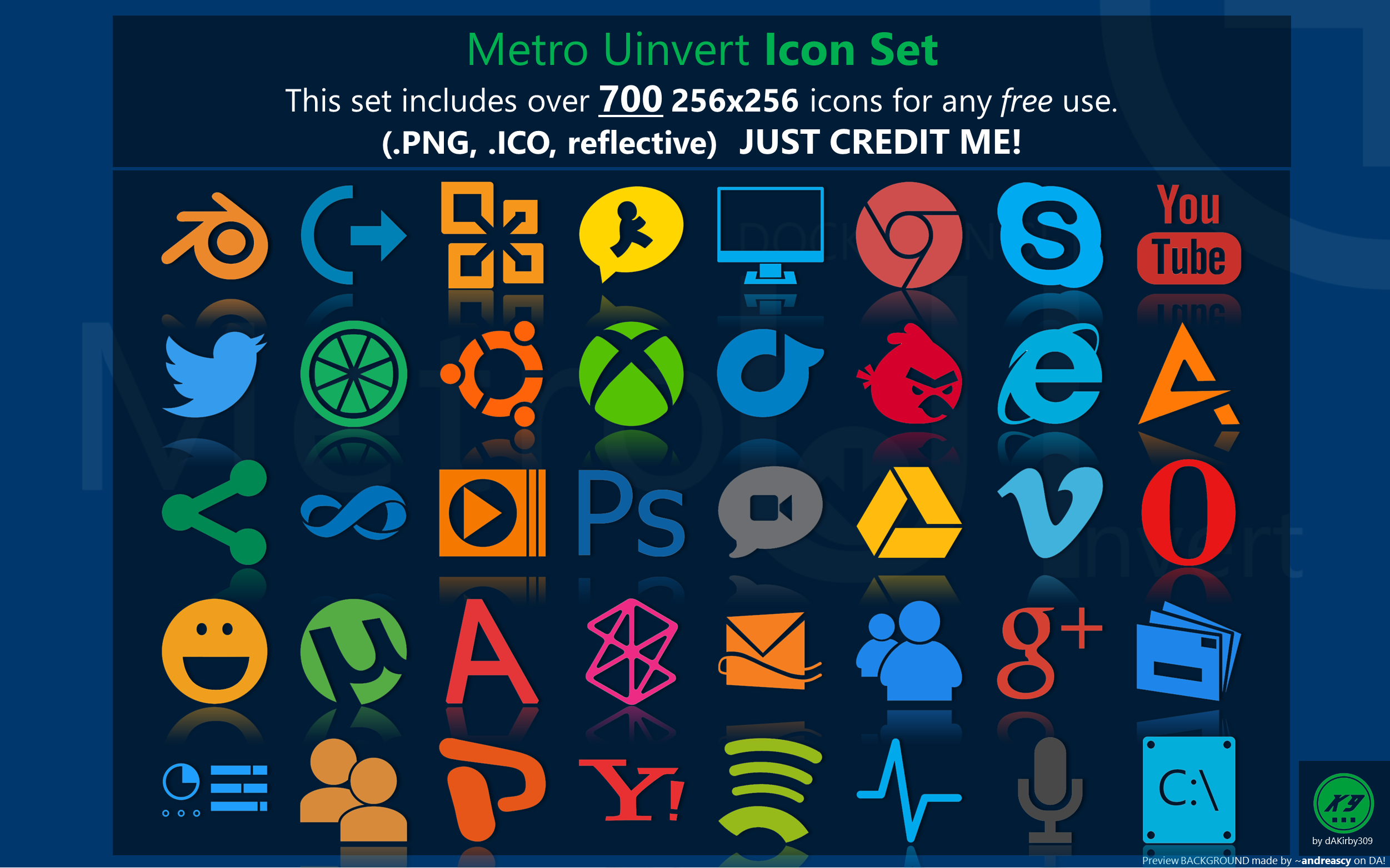 Metro Uinvert Dock Icon Set - 725 Icons