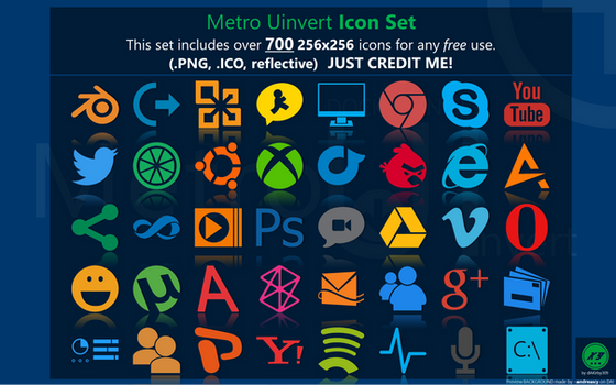 Metro Uinvert Dock Icon Set - 725 Icons