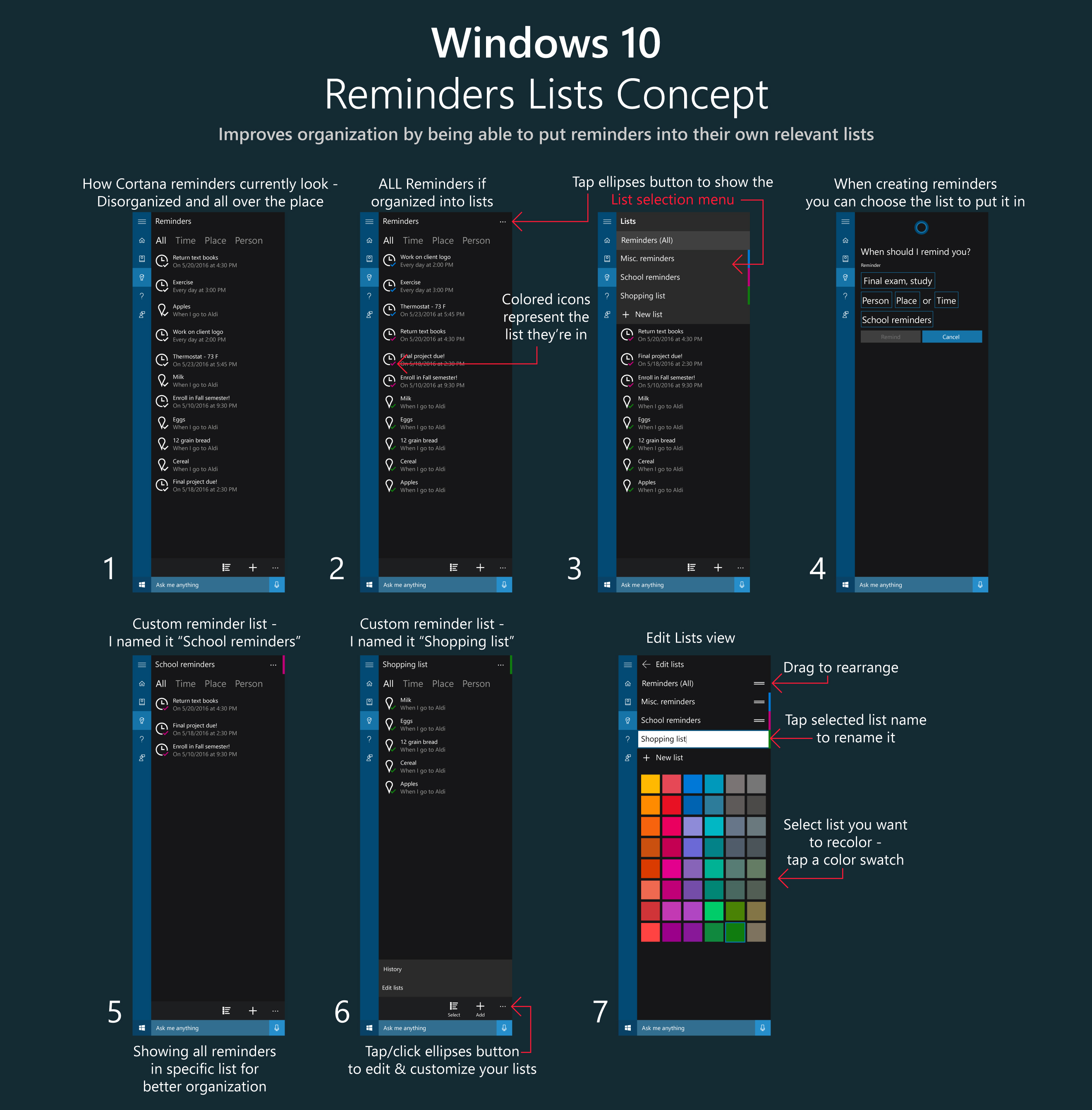 CONCEPT - Cortana Reminders - Lists