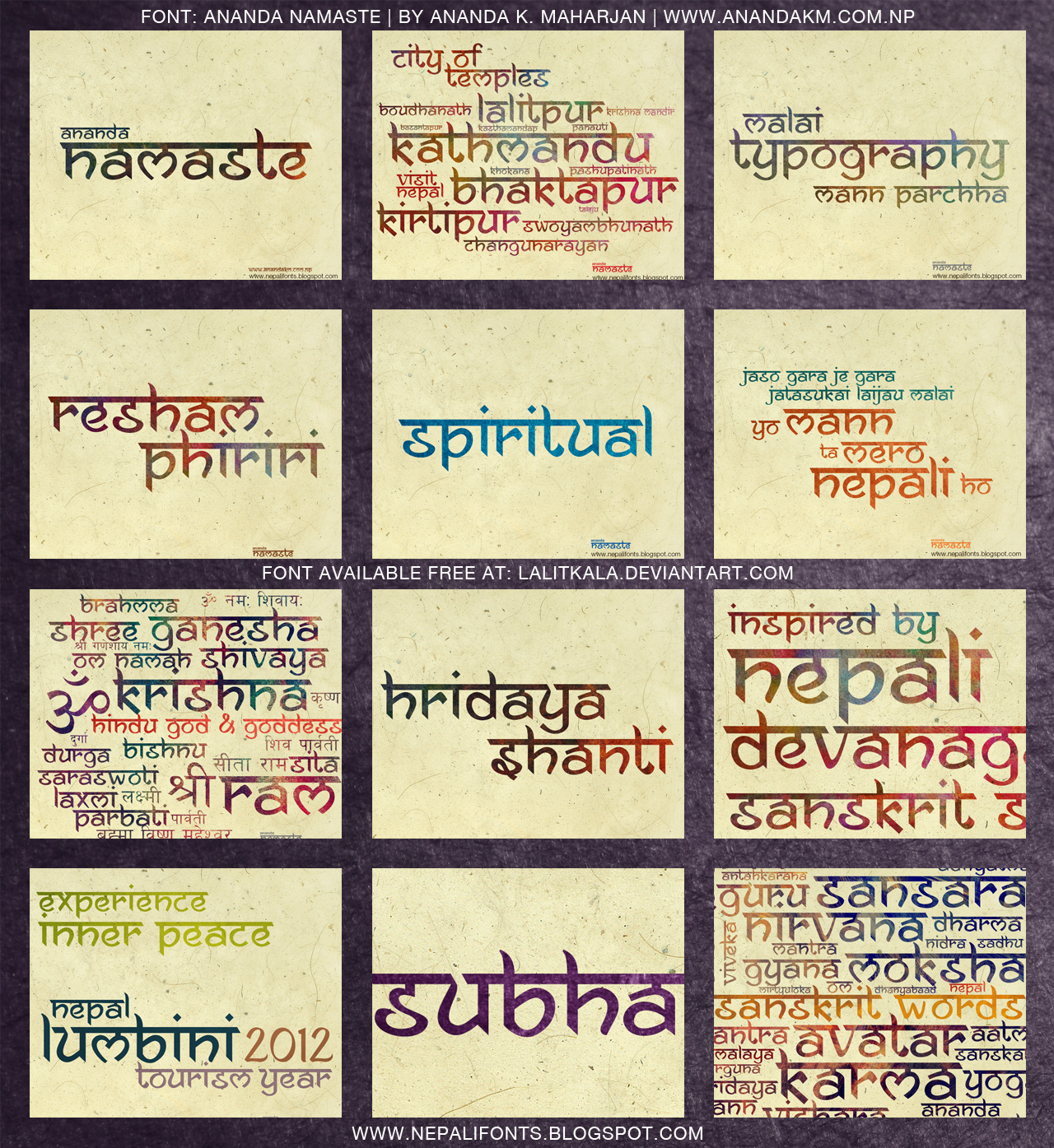 Ananda Namaste font Devanagari inspired