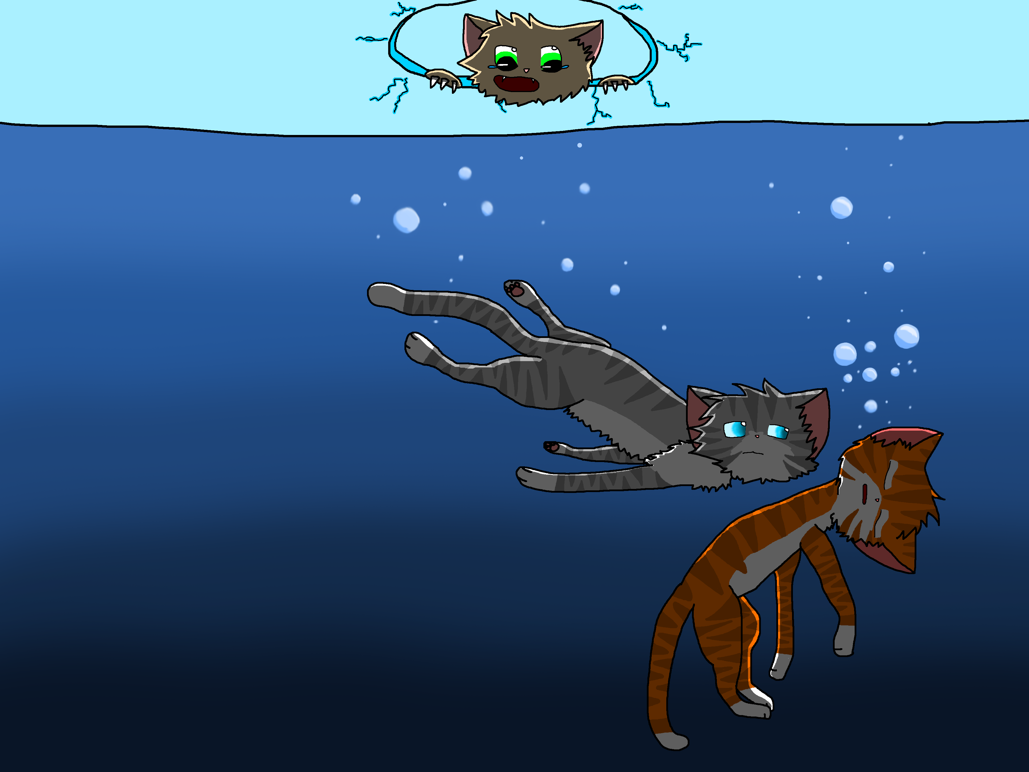 Jayfeather Saving Flametail by sandstorm0422 on DeviantArt