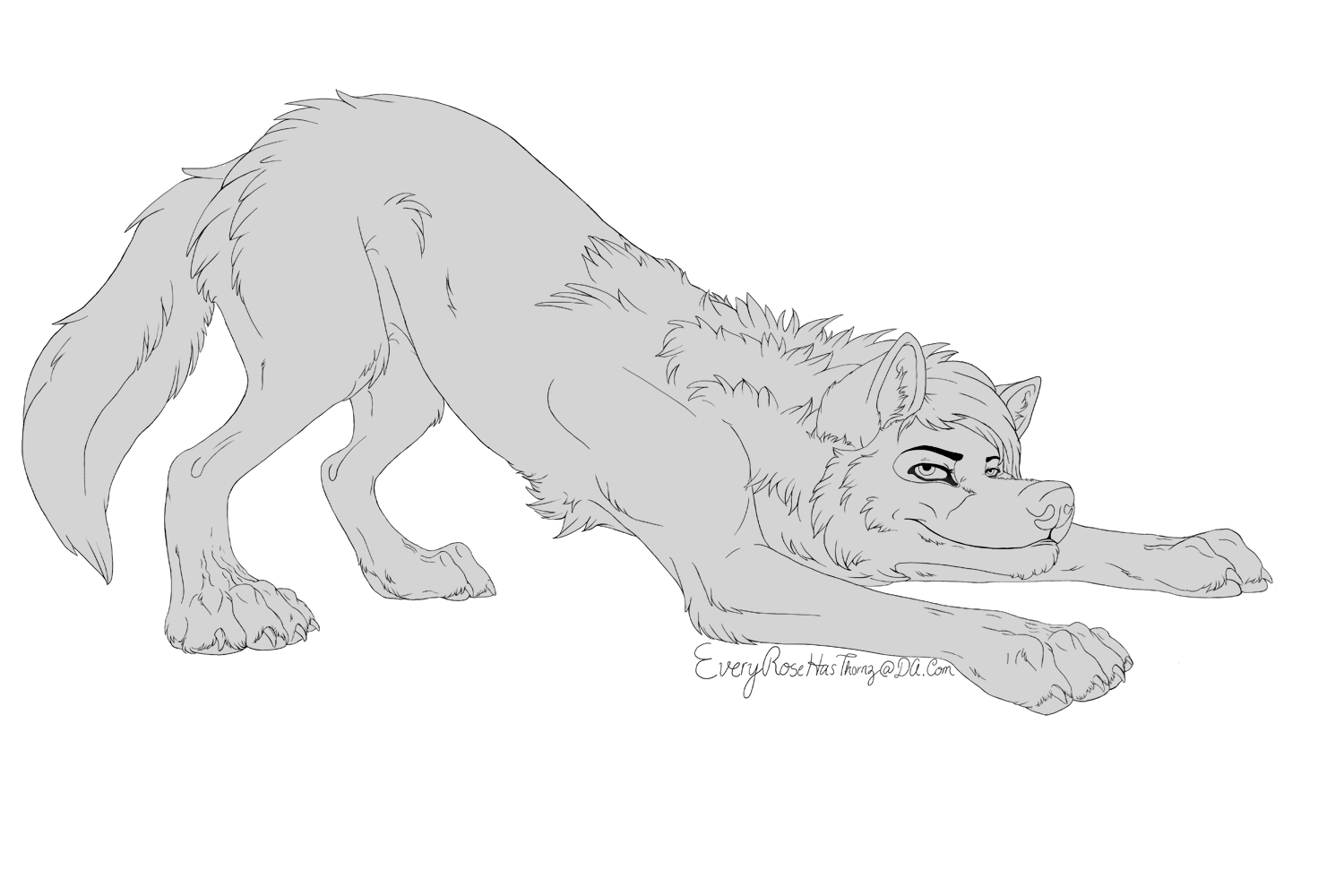 Female Playful Wolf Line Art by EveryRoseHasThornz on DeviantArt