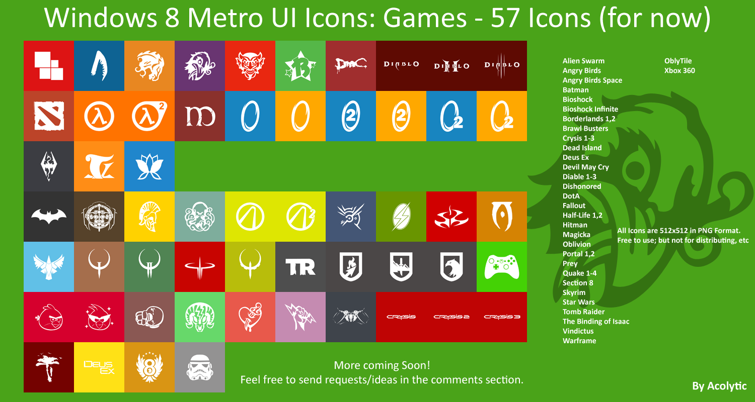 Updated 06/18/13 -  Windows 8 Metro Game Icons