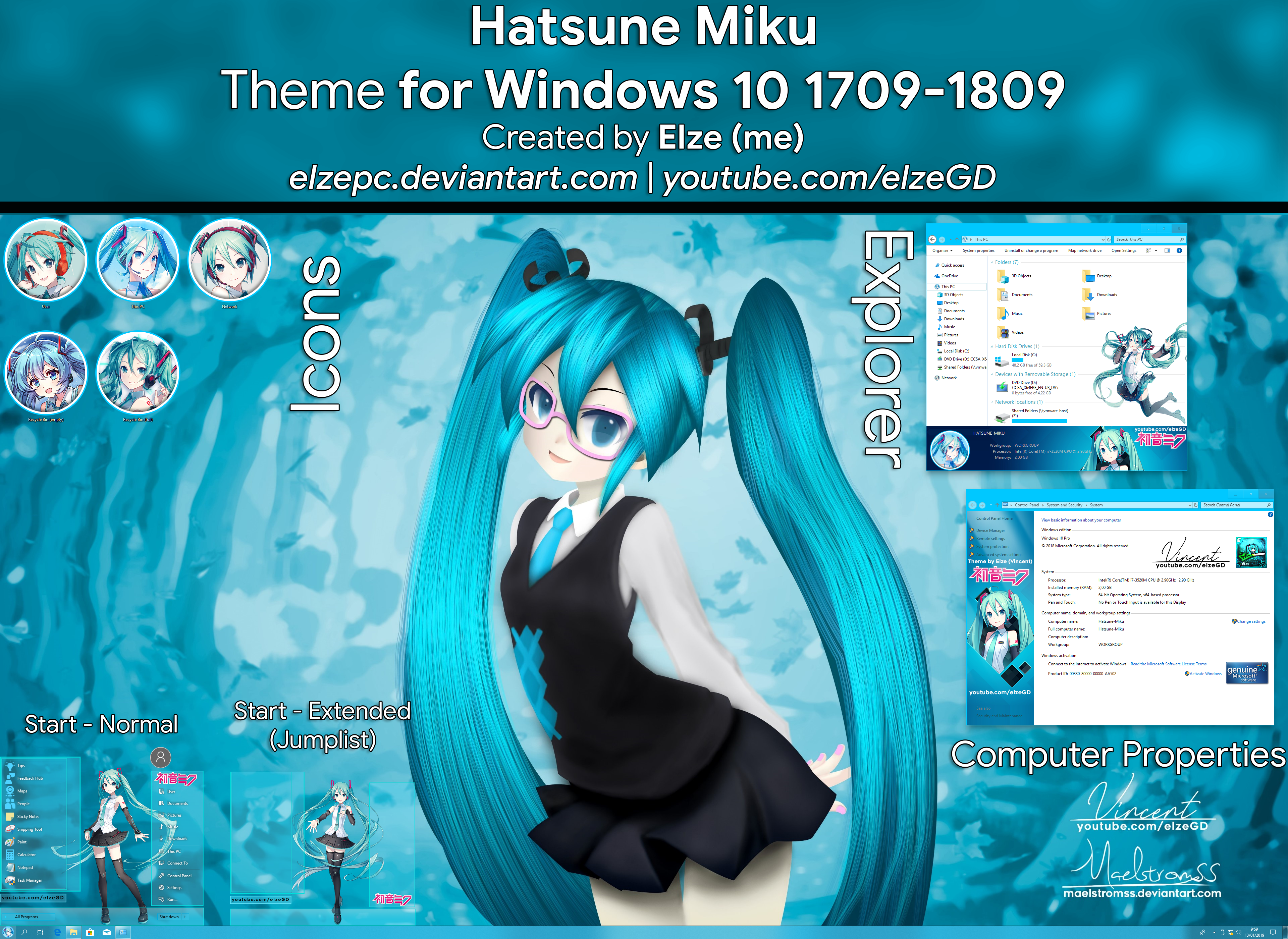Hatsune Miku Theme Windows 10 1709 1809 By Elzepc On Deviantart