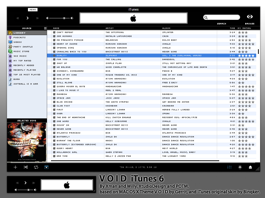 V O I D iTunes 6 skin