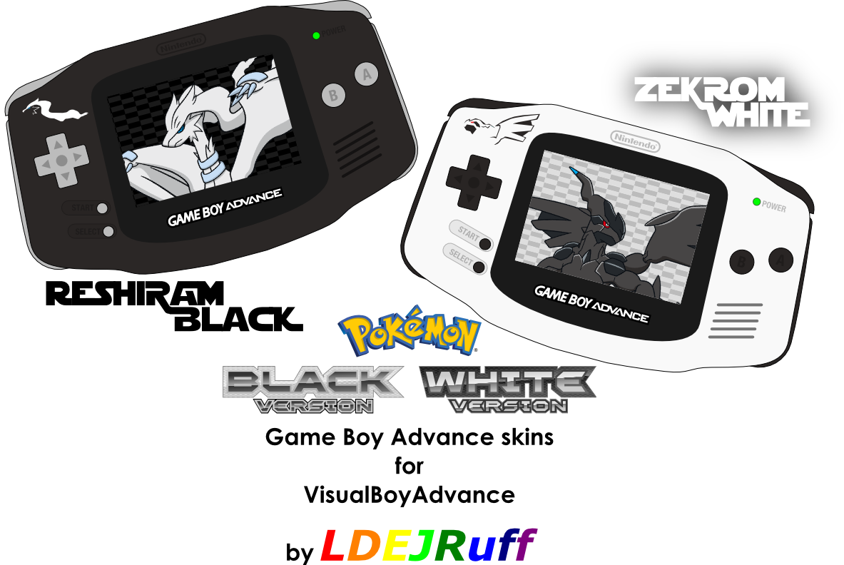 T Whitney Ombord Reshiram Black and Zekrom White GBA skins for VBA by DecaTilde on DeviantArt