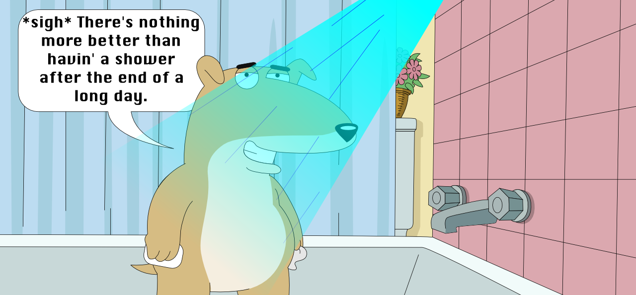 Vinny in the midst of a shower by DecaTilde on DeviantArt