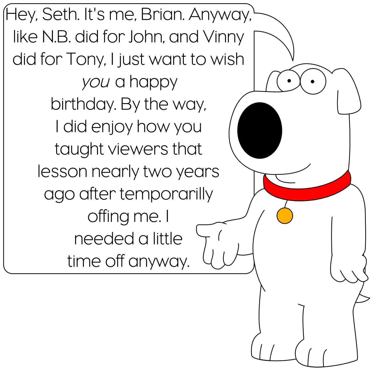 Brian’s birthday greeting to Seth MacFarlane by DecaTilde on DeviantArt