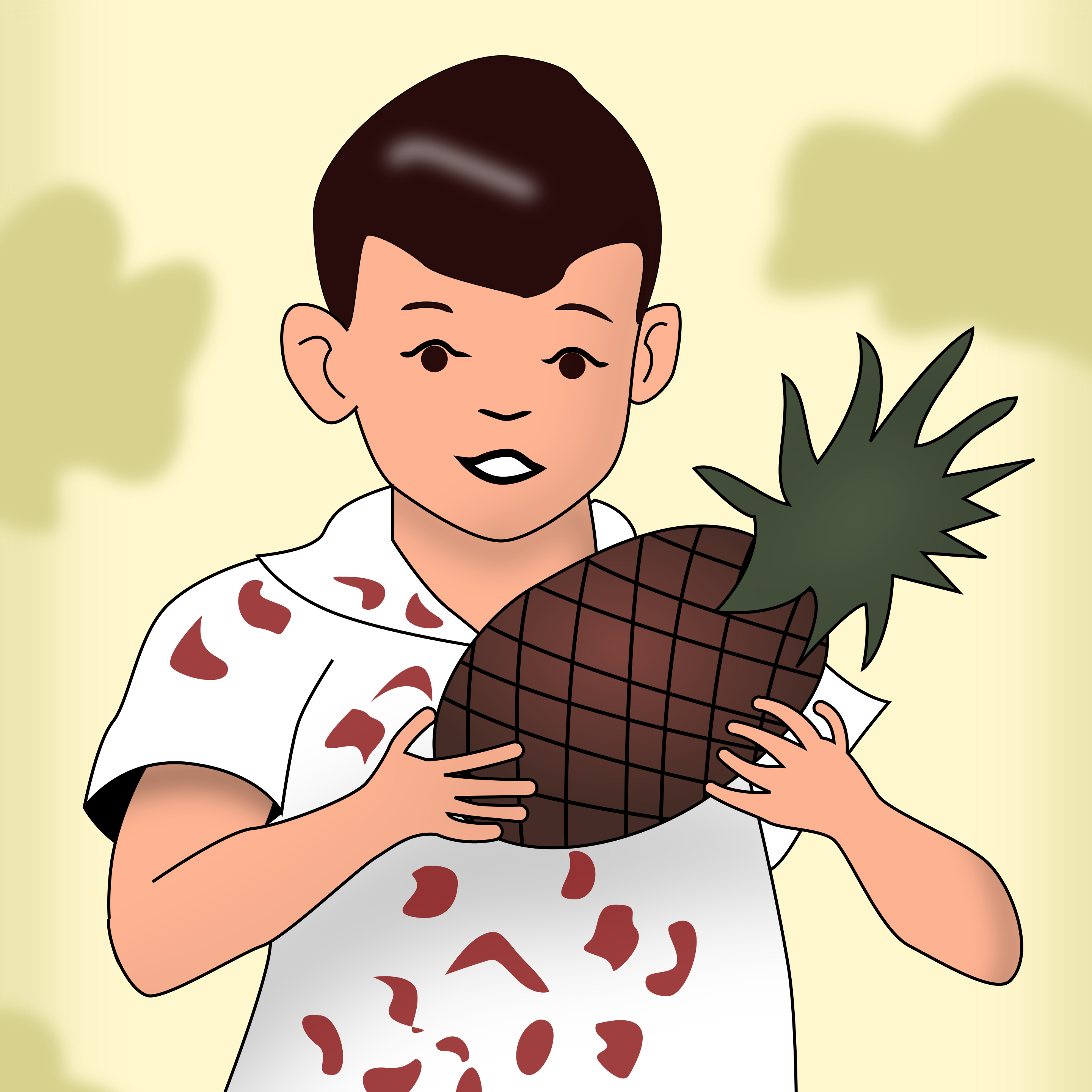 Boy holding a pineapple (vector retrace)