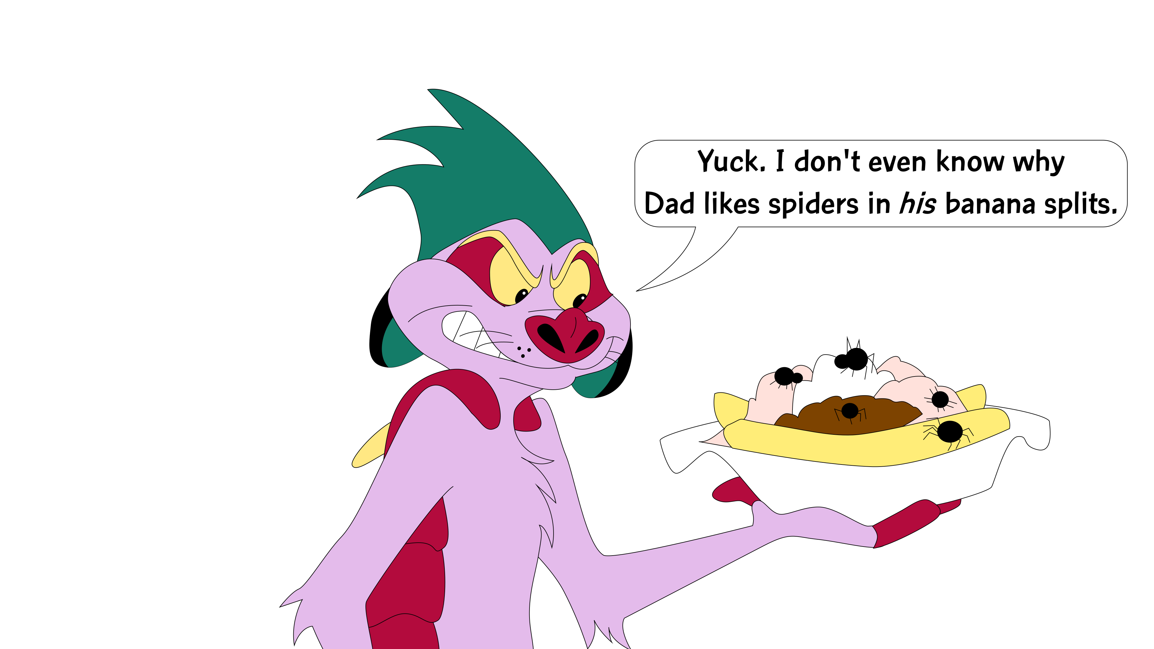 Armie regards his spider banana split