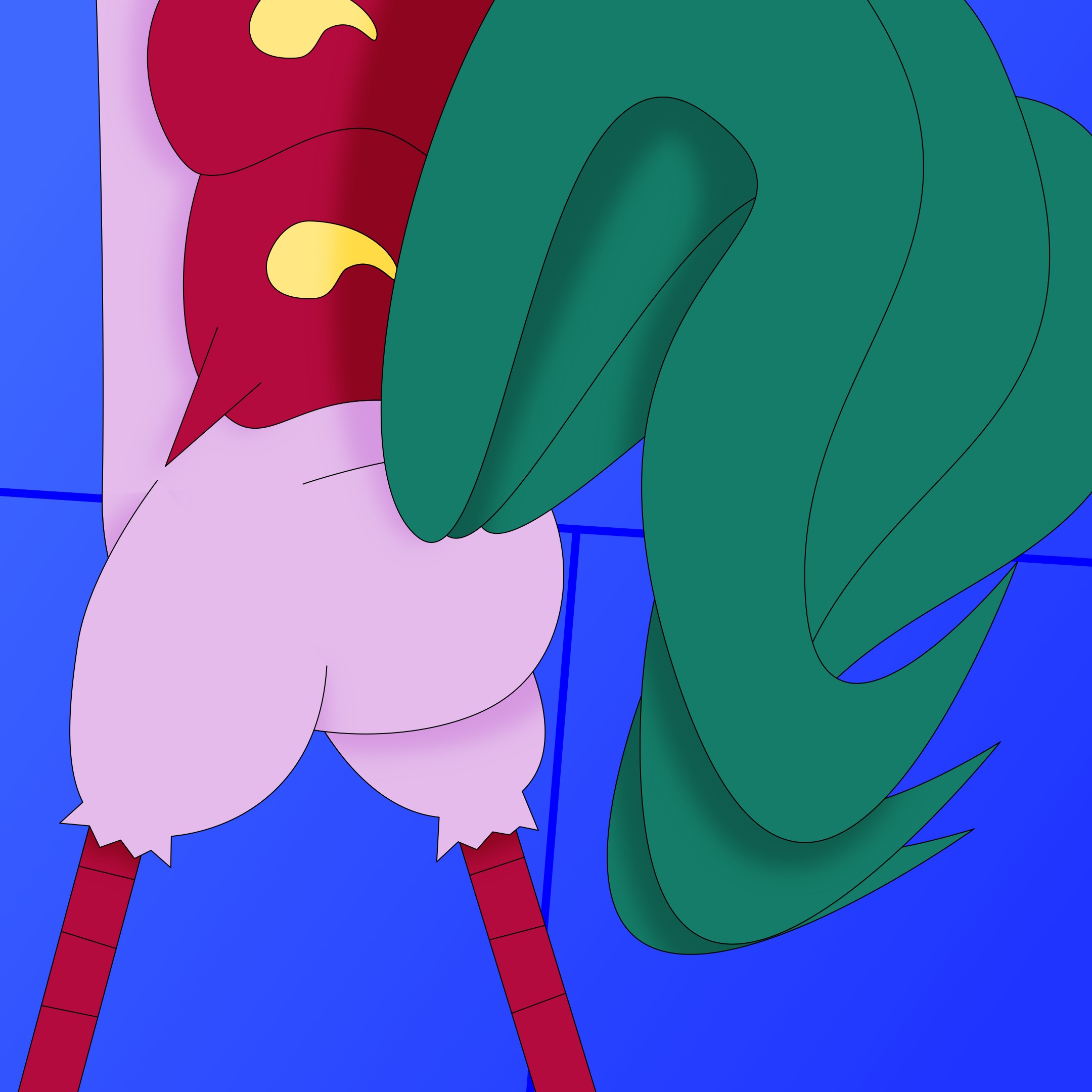 Armie's rear and tail feathers