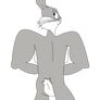 Bugs flexes his back muscles