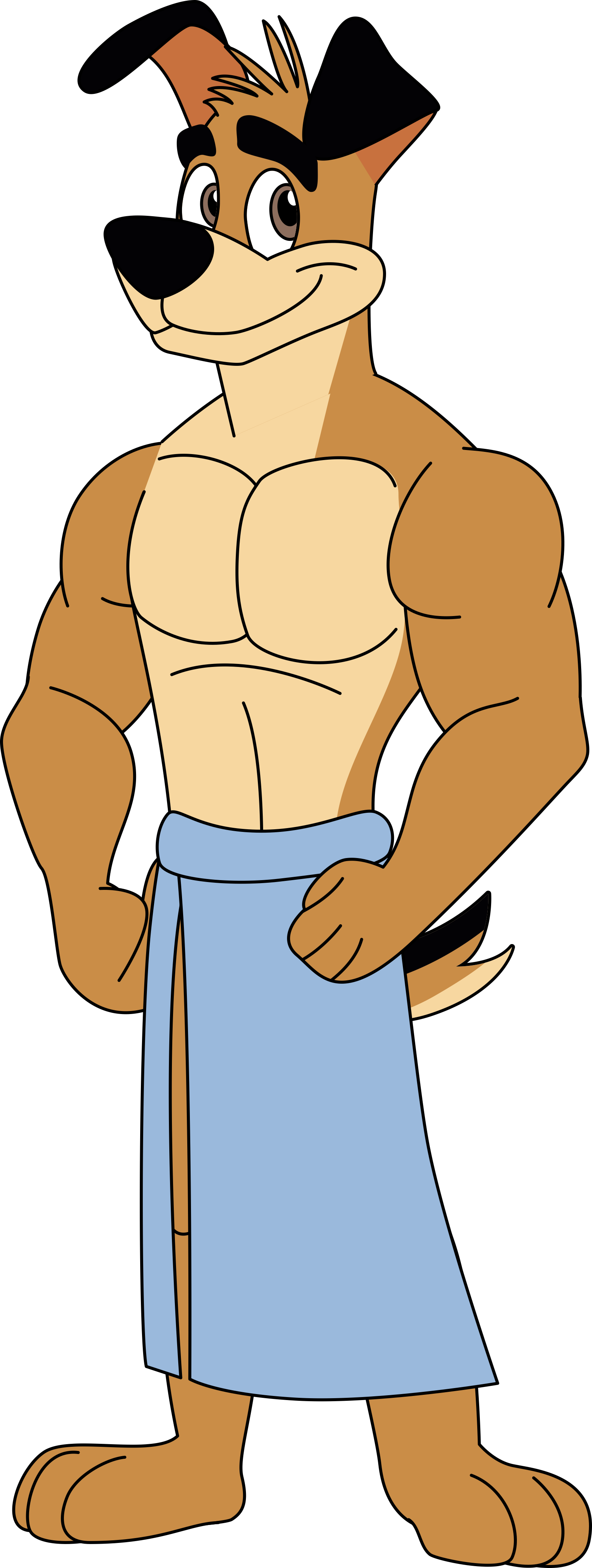 Dewy the Dog (clad in a bath towel)