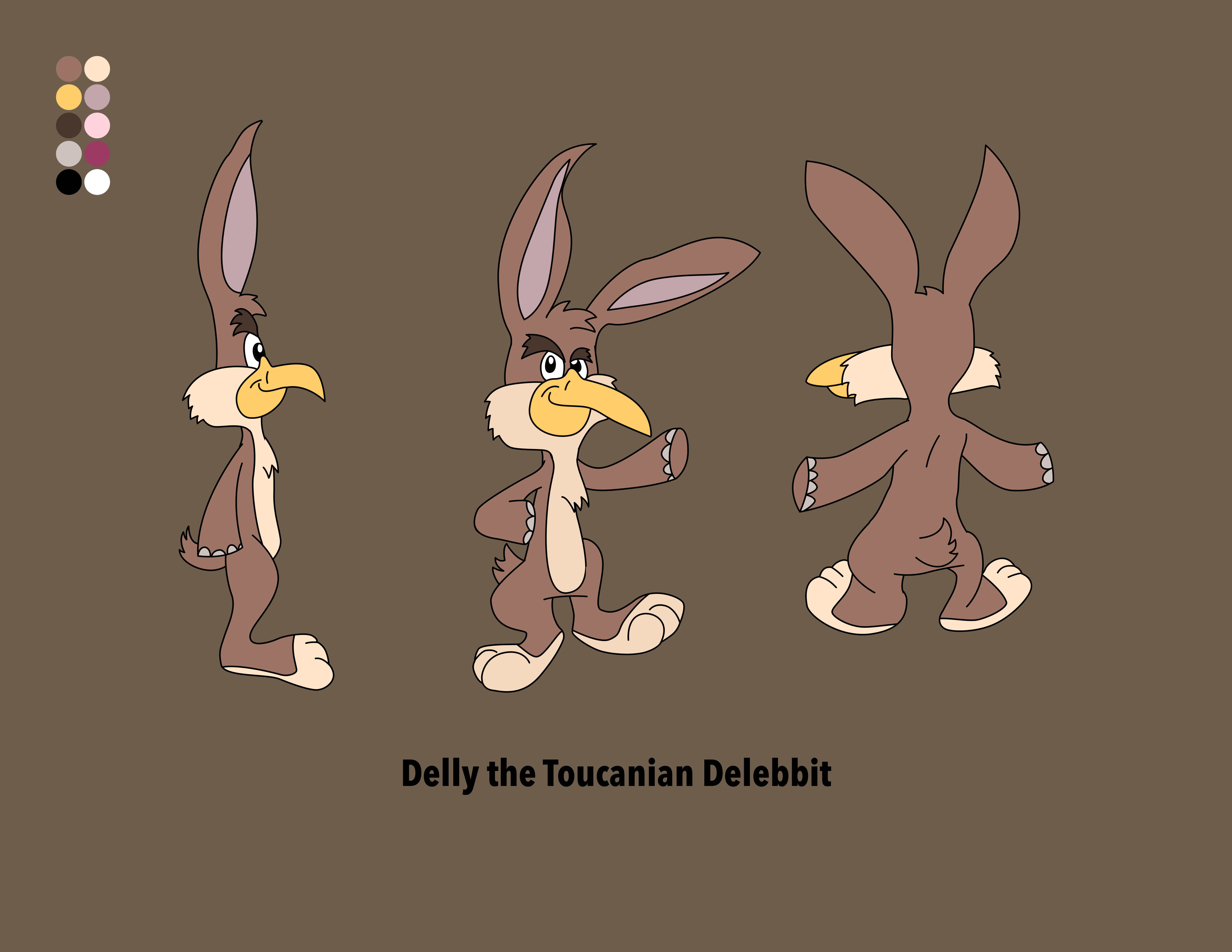 Delly the Toucanian Delebbit (model sheet)