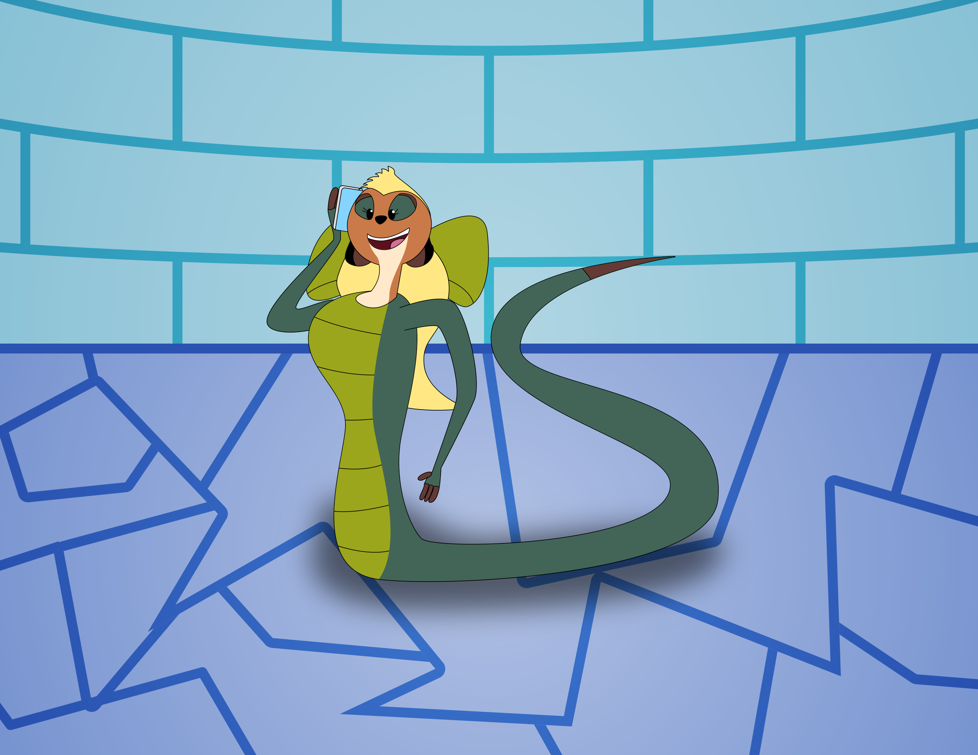 Snake having a phone conversation