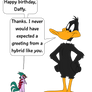 Armie's birthday greeting to Daffy Duck