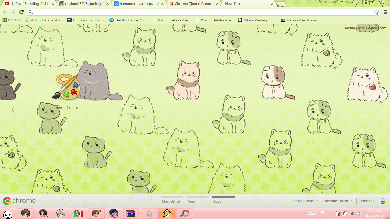 Hetalia nekotalia chrome theme *w*