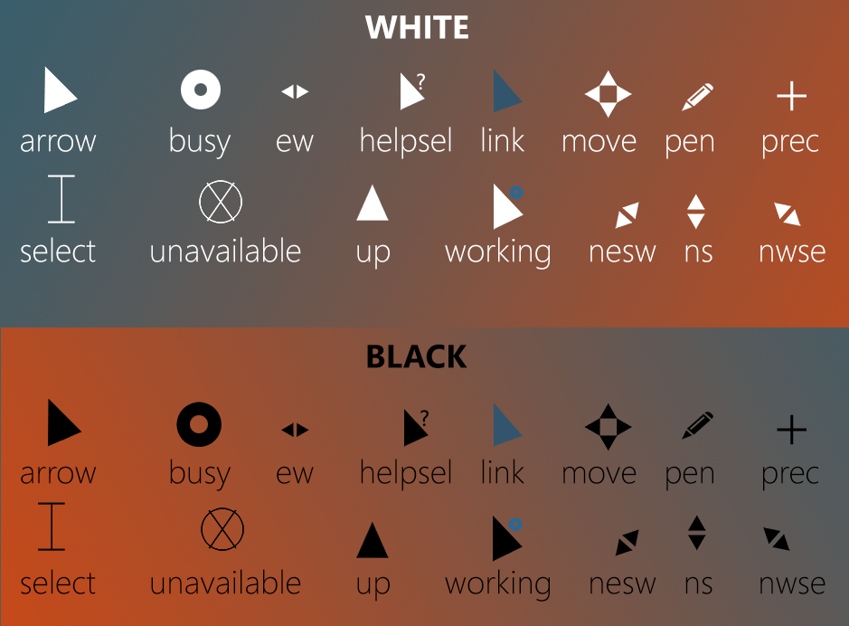 Windows Z - Cursors #29 -White and Black v2.0