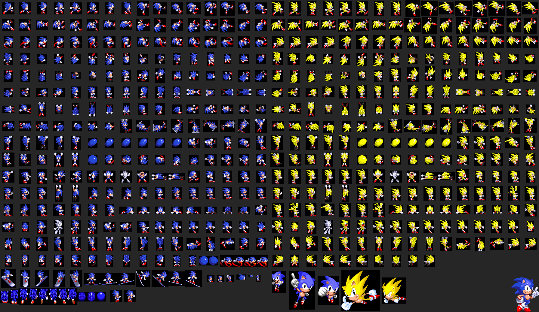 Sonic 3'Mixed (Cancelled) on X: Various sonic sprites made, along