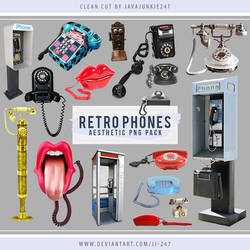 Retro Phones Aesthetic PNG Pack