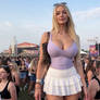 Towering Tall blonde at the festival