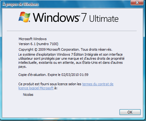 About Windows 7 RC1 XP FR