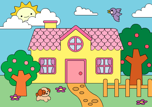 Coloring Book: Cute House