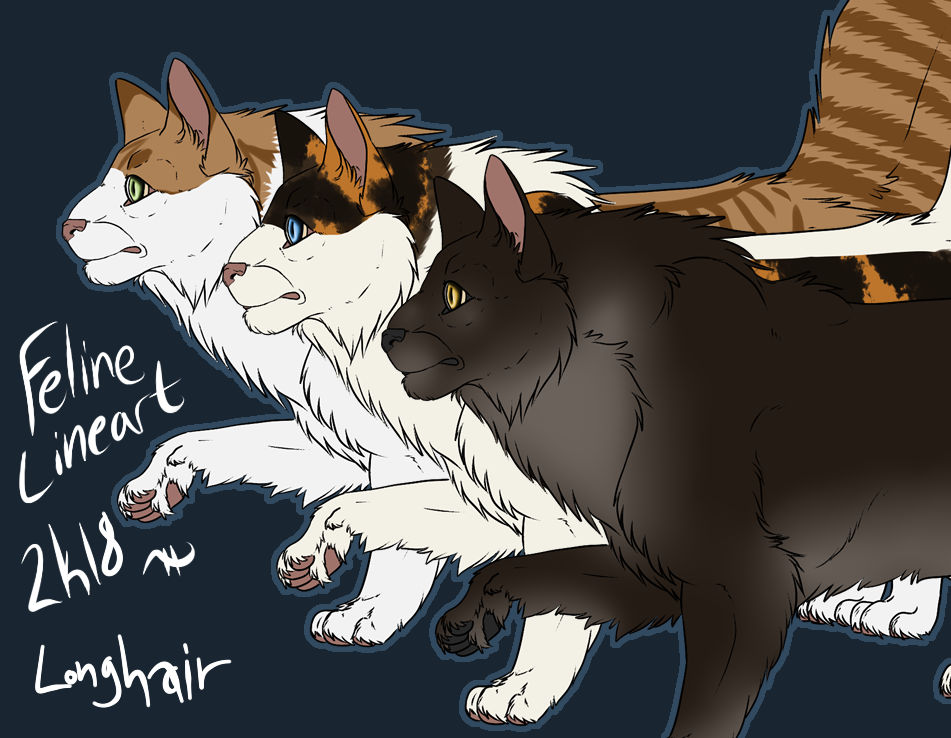 F2U Longhair Cat Lineart .:Fix Added:. by Coron-Whiteback on DeviantArt
