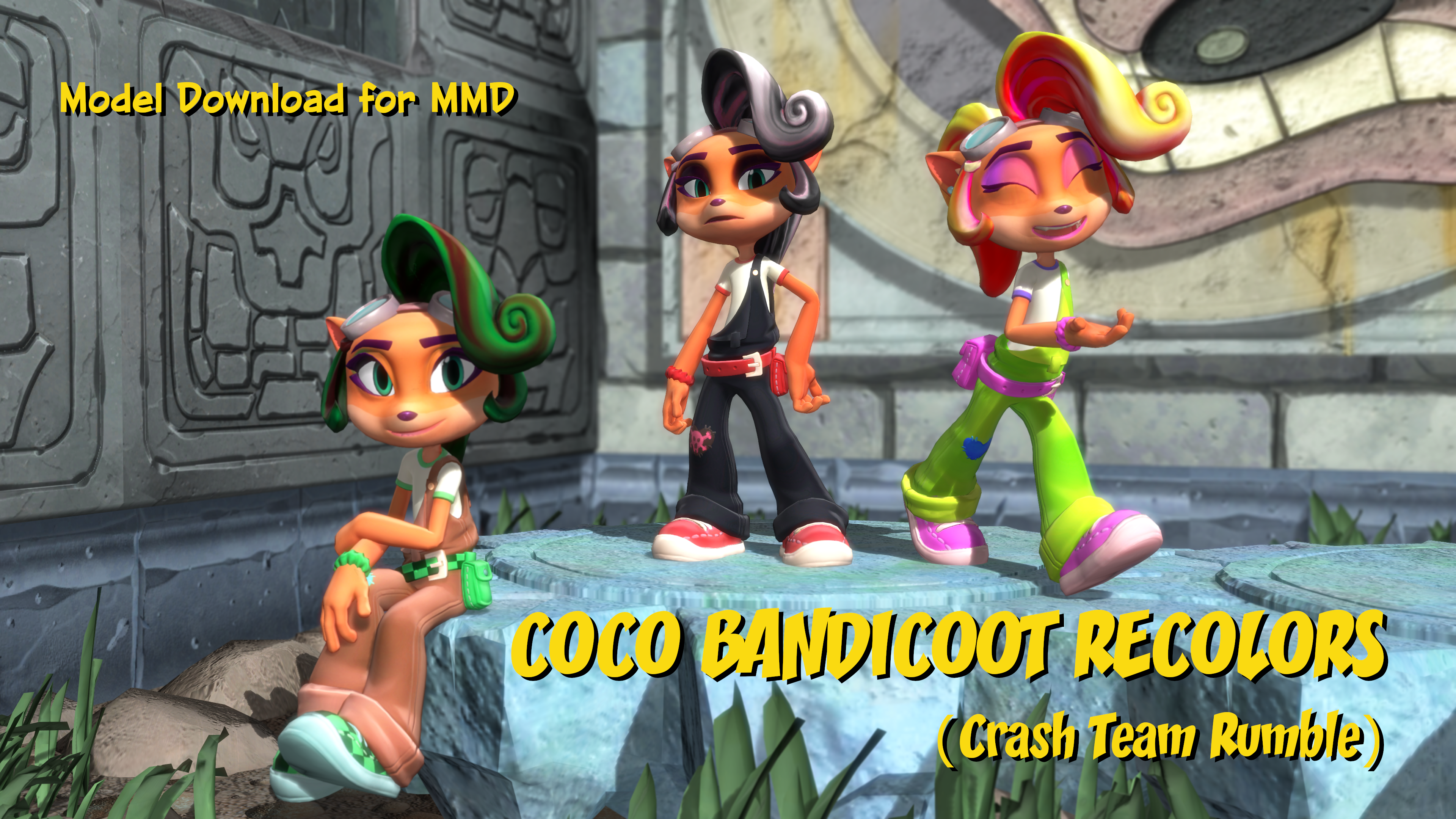 MMD Model DL - Coco Bandicoot Recolors (Rumble) by greenth1ng on DeviantArt