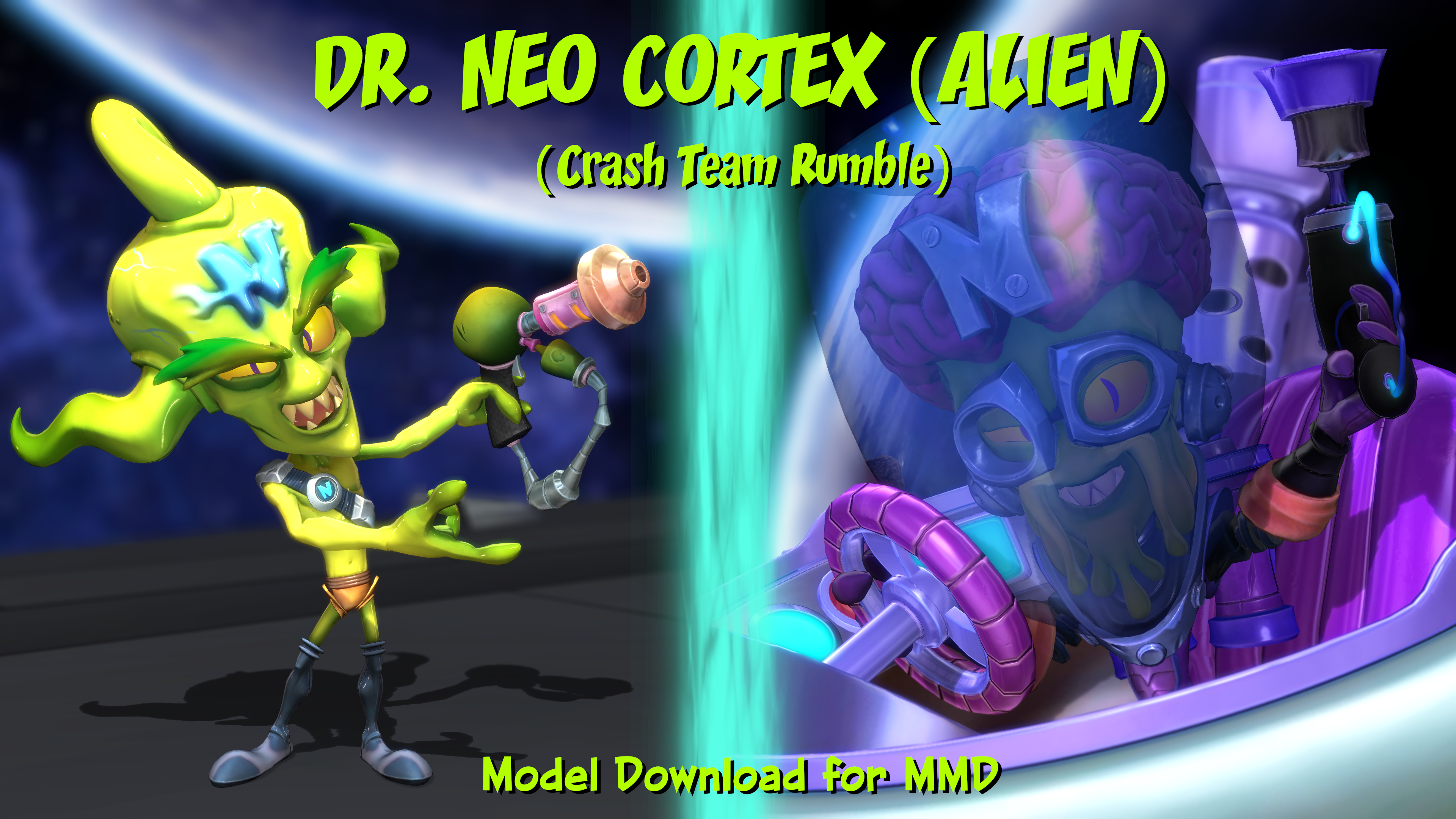 MMD Model DL - Dr. Neo Cortex (Alien) by greenth1ng on DeviantArt