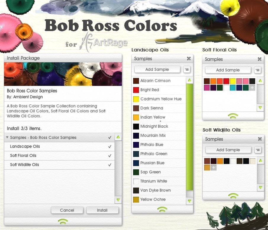 Bob Ross Colors for ArtRage
