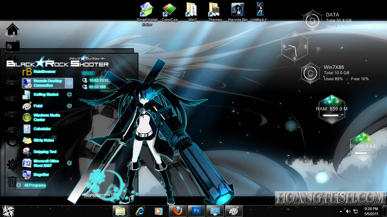 Black Rock Shooter Theme for WIN XP addon - Anime Fans of modDB