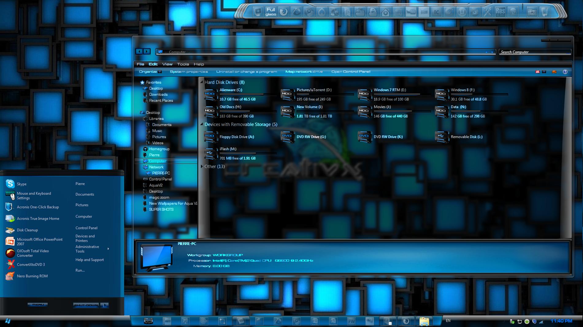 Windows 7 Themes: AquaV2 Dark and Light themes