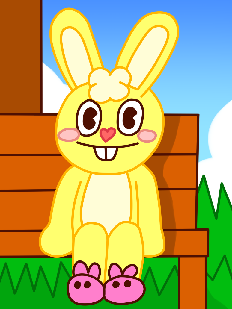 [SAI-Paint] Cuddles Sitting In Garden by Cuddlesnam on DeviantArt