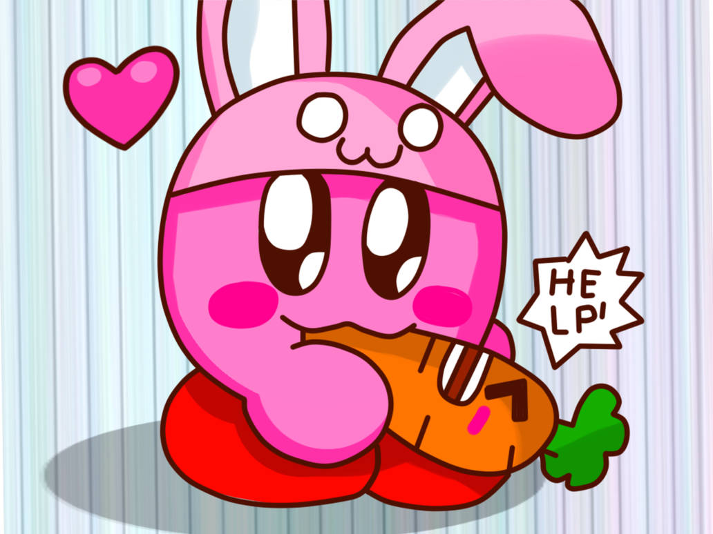 [SAI-Paint] Bunny Kirby Eating Carrot by Cuddlesnam on DeviantArt