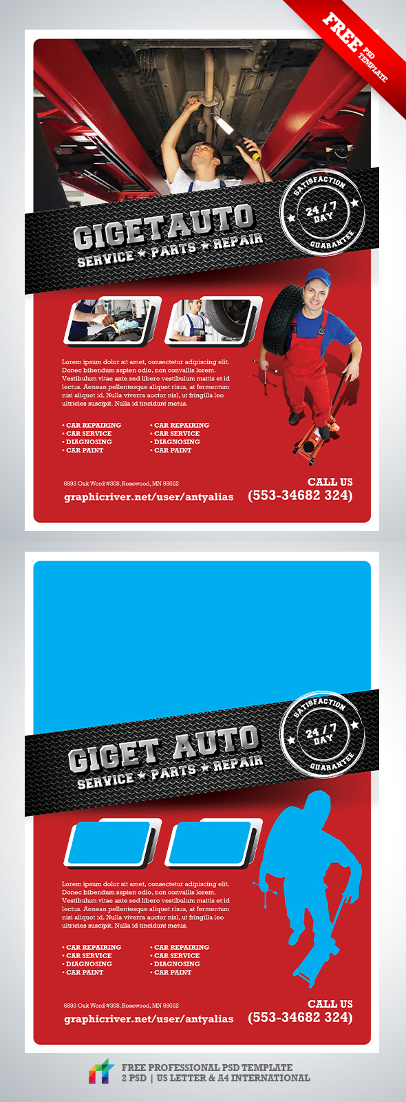 FREE GiGET Auto Service Flyer PSD Template