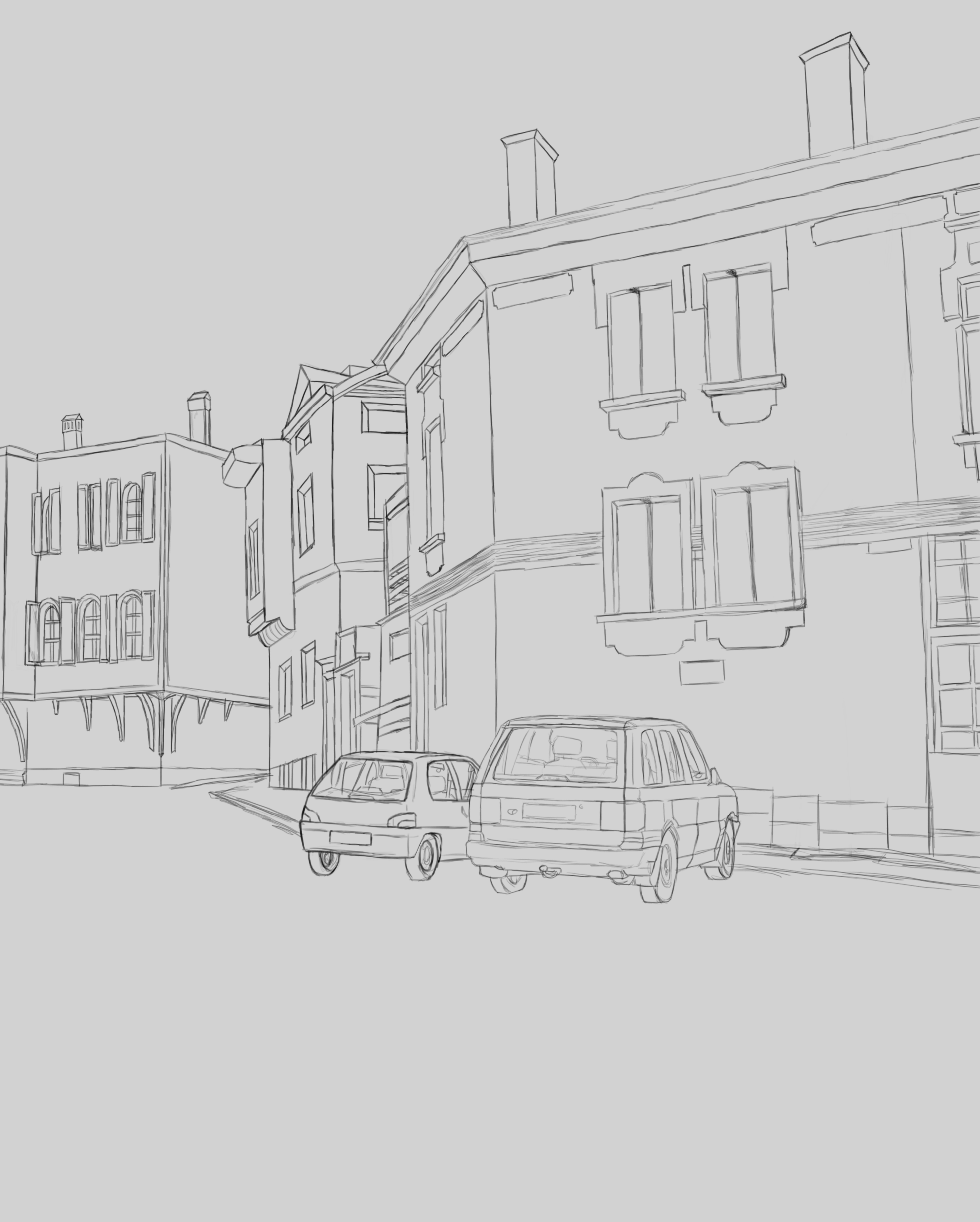 Buidings/city street/cars (scenery practice)