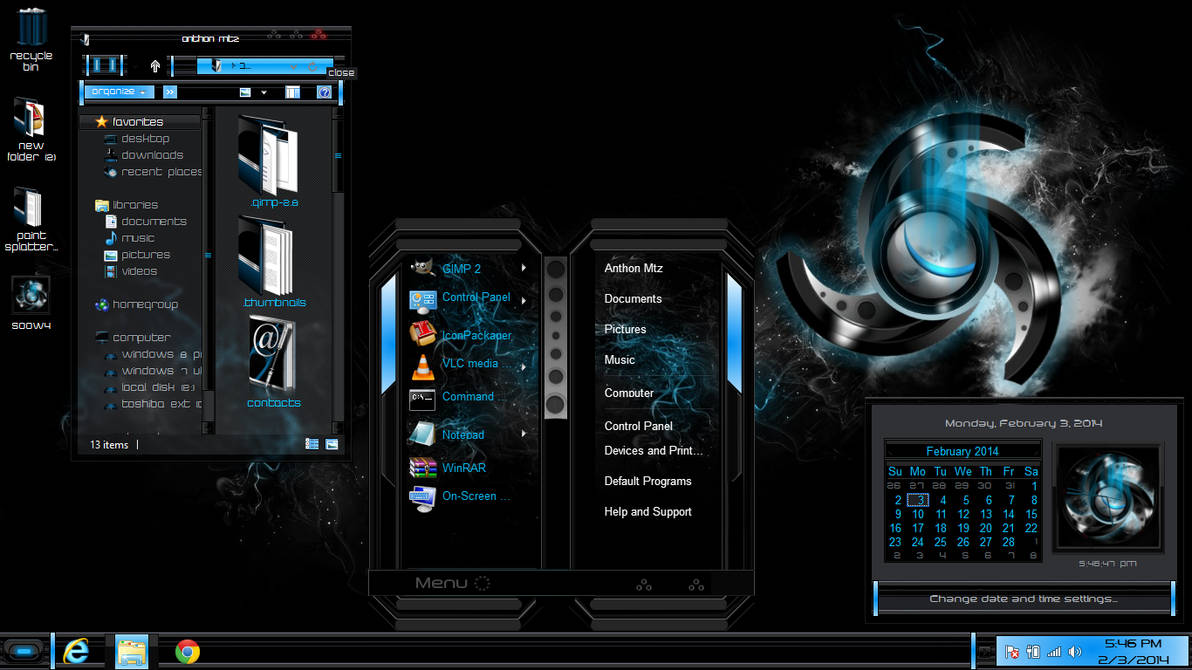 Windows 8 Theme Dark Orbit Tx Cm By Newthemes On Deviantart