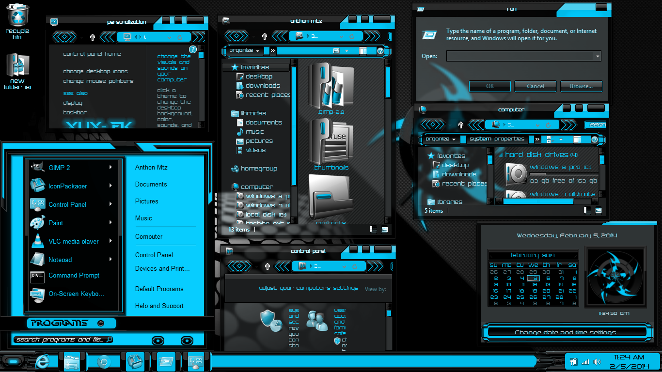 windows 8 themes black blue xux ek