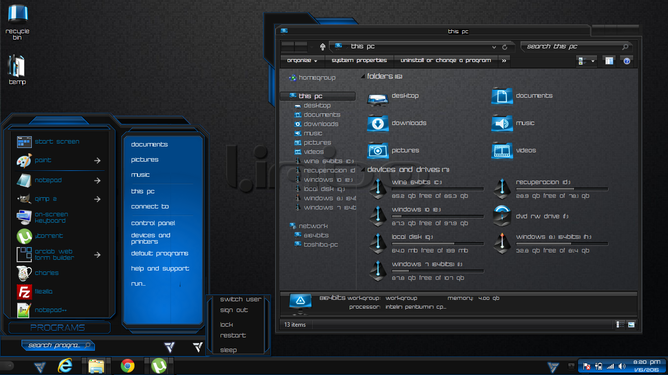 Windows 8.1 Theme Blue Limbo