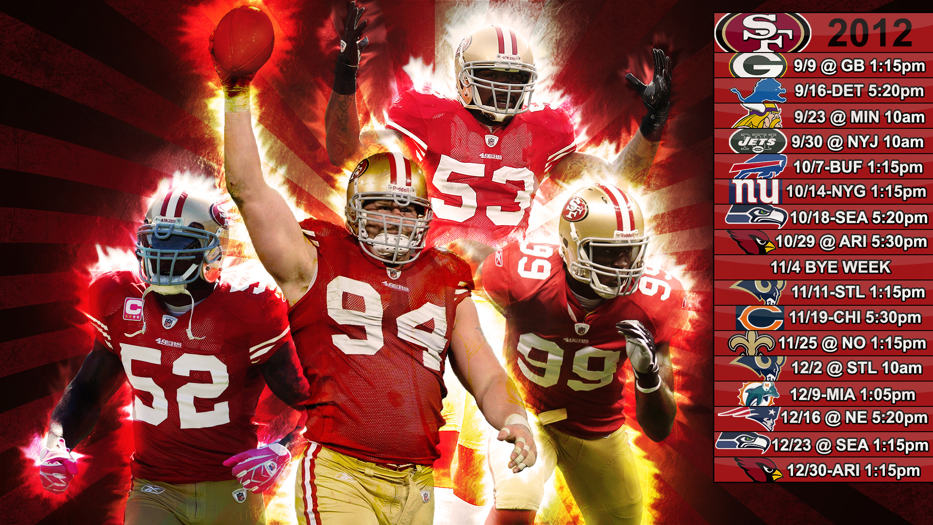 San Francisco 49er Wallpaper Schedule 2012 #2a