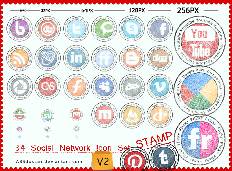 Free Stamp Social Network Icon - V2