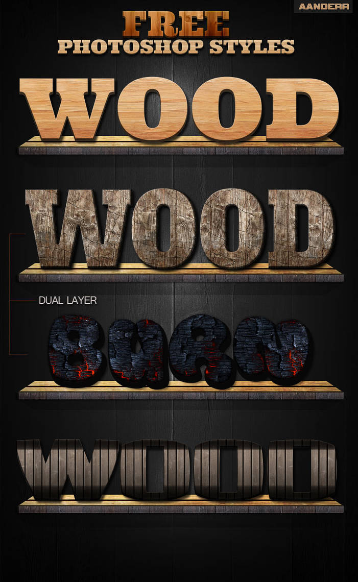 (Free) Photoshop Wood Styles by aanderr