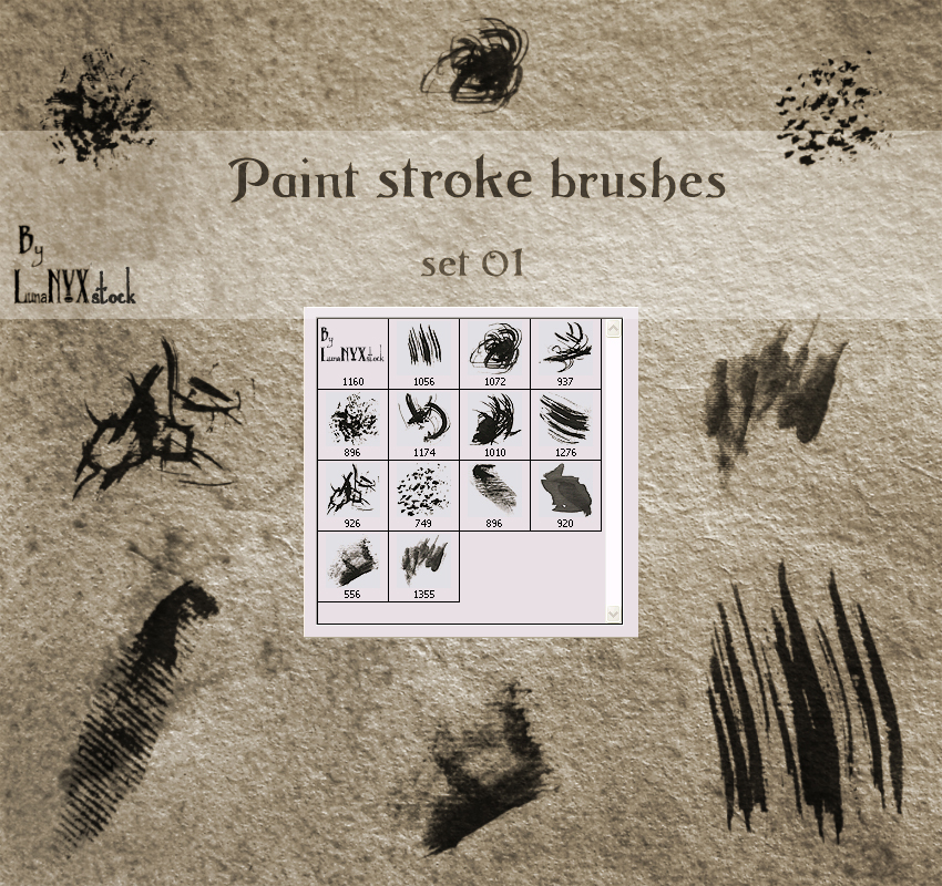 Paint stroke brushes - set 01