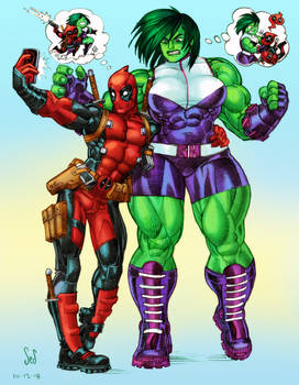 She Hulk Meets Deadpool High Res By Jebriodo