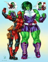 She Hulk Meets Deadpool High Res By Jebriodo