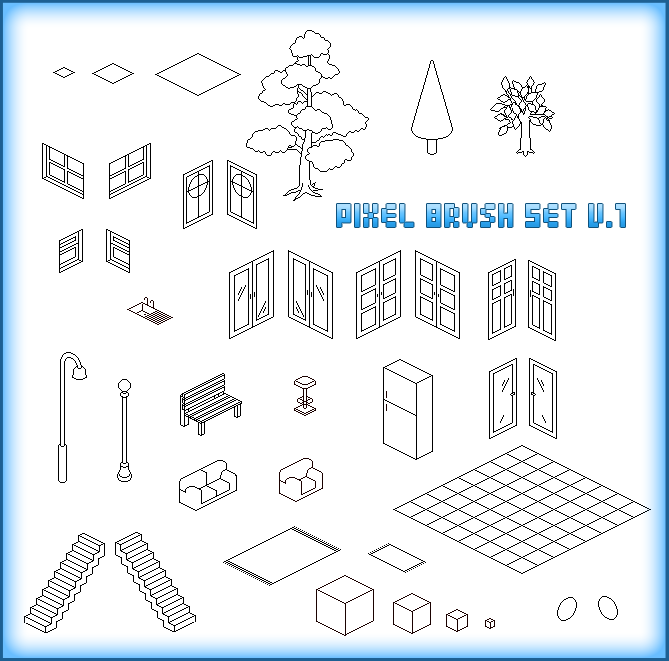 Random Isometric Pixel Brushes