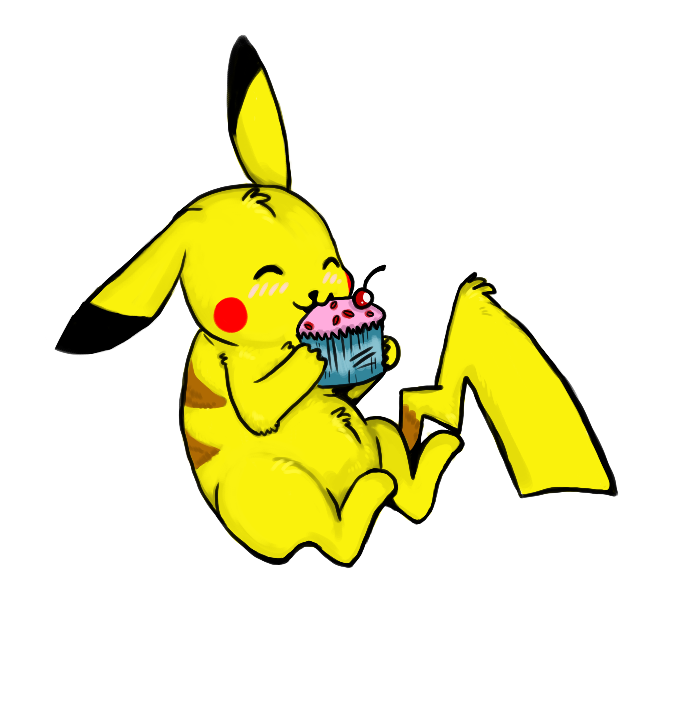 Servicio Encantador Emigrar Pikachu Eating a Cupcake by Sekhmettt on DeviantArt