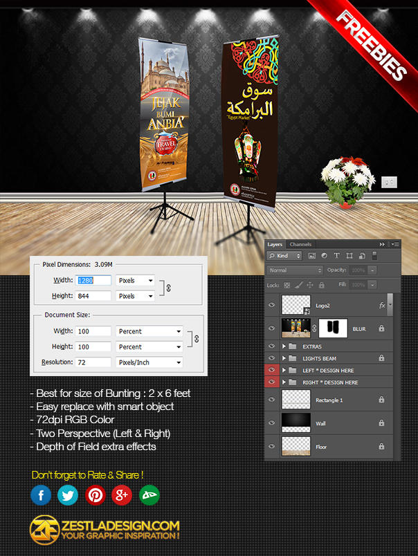 Download Bunting Mock-up (PSD Freebies) by zestladesign on DeviantArt